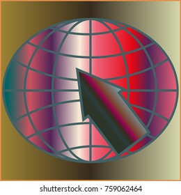 New colorful gradient WWW globe with arrow.