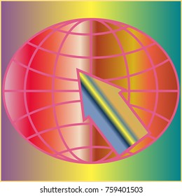 New colorful gradient WWW globe with arrow.