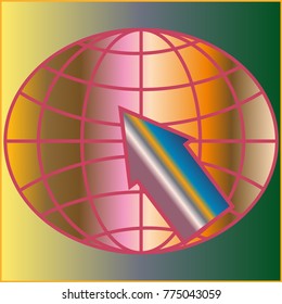 New colorful gradient WWW globe with arrow.