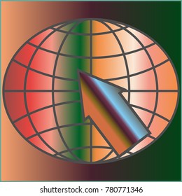 New colorful gradient WWW globe with arrow.