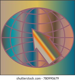 New colorful gradient WWW globe with arrow.