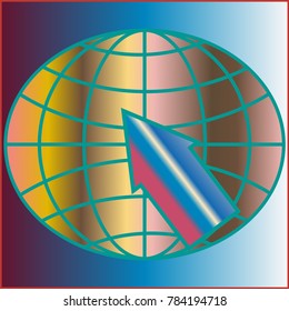 New colorful gradient WWW globe with arrow.
