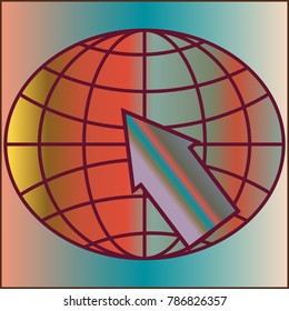 New colorful gradient WWW globe with arrow.