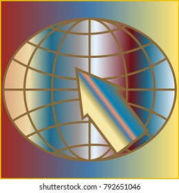 New colorful gradient WWW globe with arrow.