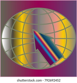 New colorful gradient WWW globe with arrow.