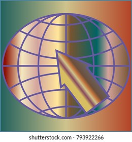 New colorful gradient WWW globe with arrow.