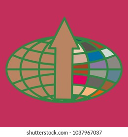 New colorful icon with WWW globe with arrow.