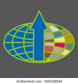 New colorful icon with WWW globe with arrow.