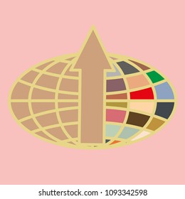 New colorful icon with WWW globe with arrow.