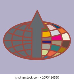 New colorful icon with WWW globe with arrow.