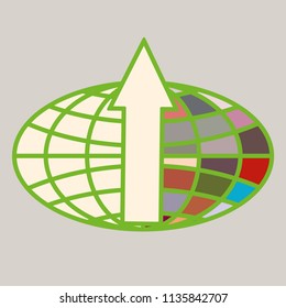 New colorful icon with WWW globe with arrow.