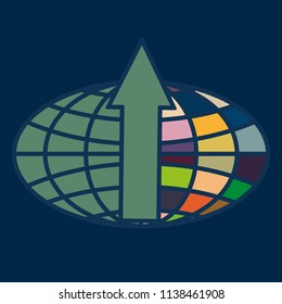 New colorful icon with WWW globe with arrow.
