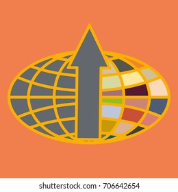 New colorful icon with WWW globe with arrow.