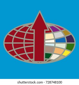 New colorful icon with WWW globe with arrow.