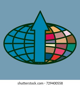 New colorful icon with WWW globe with arrow.