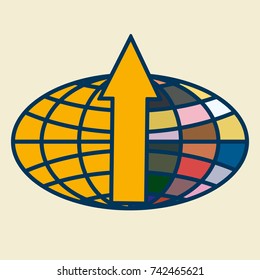 New colorful icon with WWW globe with arrow.
