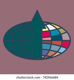 New colorful icon with WWW globe with arrow.