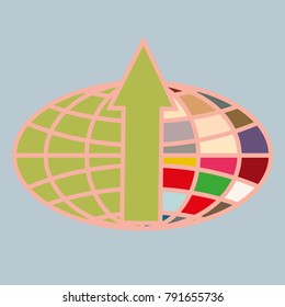 New colorful icon with WWW globe with arrow.