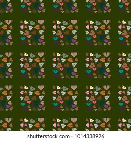 New colorful seamless pattern with cartoon camping tent.