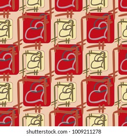 New colorful seamless pattern with doodle heart.