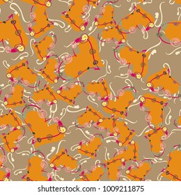 New colorful seamless pattern with doodle heart.