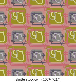 New colorful seamless pattern with doodle heart.