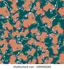New colorful seamless pattern with doodle heart.