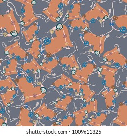 New colorful seamless pattern with doodle heart.