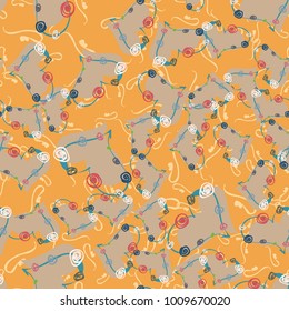 New colorful seamless pattern with doodle heart.