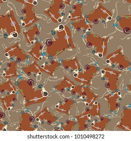 New colorful seamless pattern with doodle heart.