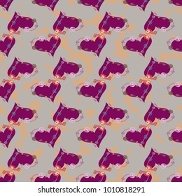 New colorful seamless pattern with doodle heart.