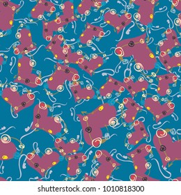 New colorful seamless pattern with doodle heart.