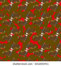 New colorful seamless pattern with doodle heart.