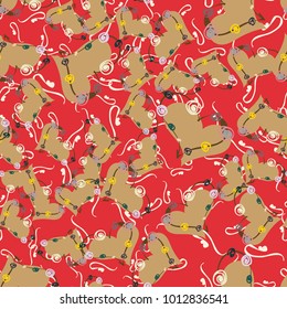 New colorful seamless pattern with doodle heart.
