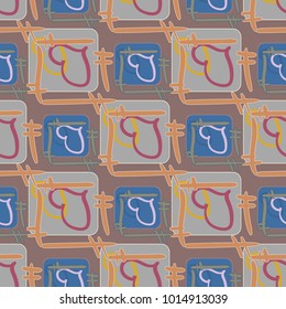 New colorful seamless pattern with doodle heart.