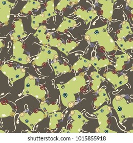 New colorful seamless pattern with doodle heart.