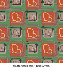 New colorful seamless pattern with doodle heart.