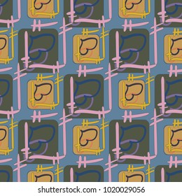 New colorful seamless pattern with doodle heart.