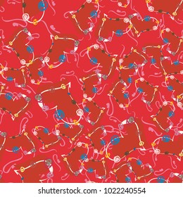 New colorful seamless pattern with doodle heart.