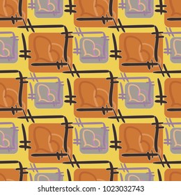 New colorful seamless pattern with doodle heart.