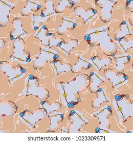 New colorful seamless pattern with doodle heart.