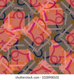 New colorful seamless pattern with doodle heart.
