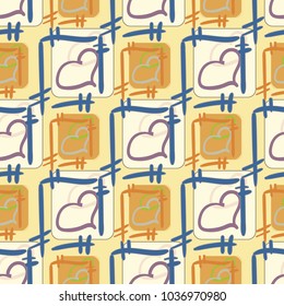 New colorful seamless pattern with doodle heart.