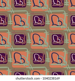 New colorful seamless pattern with doodle heart.