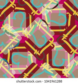 New colorful seamless pattern with doodle heart.