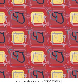 New colorful seamless pattern with doodle heart.