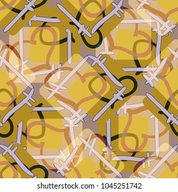 New colorful seamless pattern with doodle heart.