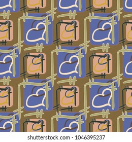 New colorful seamless pattern with doodle heart.