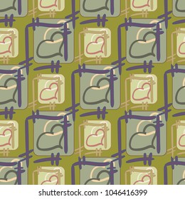 New colorful seamless pattern with doodle heart.