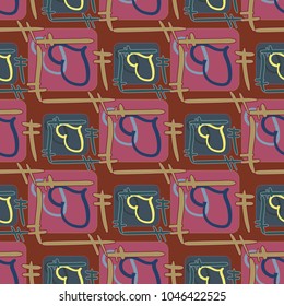 New colorful seamless pattern with doodle heart.
